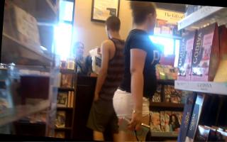 Chubby Teen Butt w/bf in bookstore